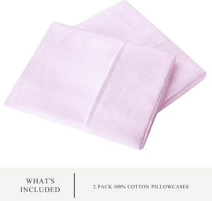 WINLIFE Queen Pillowcases Set of 2, 100% Cotton Egyptian Quality Queen Pillow Cases 2, 20×30 inches, Soft and Breathable Pillow Cover, Lavender