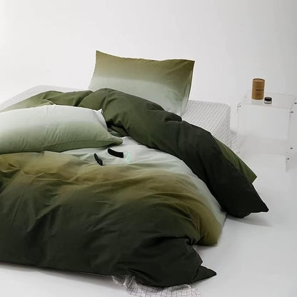 Houseri Gradient Green & White Comforter Set - Green & Cream Bedding - King Size