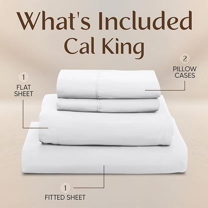 Utopia Bedding California King Sheet Set – 4 Piece Bed Sheets for Cal King Size Bed, Soft and Breathable Microfiber, Includes 1 Fitted Sheet, 1 Flat Sheet and 2 Pillowcases (White)