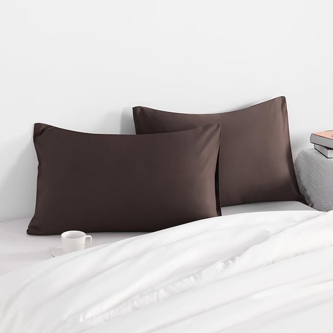 NTBAY Toddler Pillow Cases Set of 2, 2 Pack Brushed Microfiber 14x20 Pillow Cases, Soft, Wrinkle, Fade, Stain Resistant Dark Brown Pillow Cases with Envelope Closure, 14x20 Inches, Dark Brown