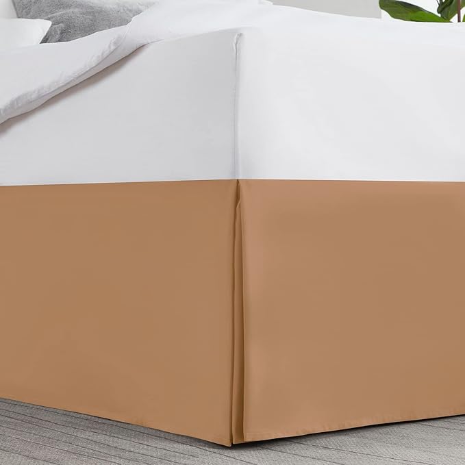 Nestl Light Brown Twin XL Bed Skirt - Twin XL Size Bed Skirt 14 Inch Drop - Brushed Microfiber Bed Skirts - Hotel Quality Pleated Bed Skirt - Shrinkage & Fade Resistant