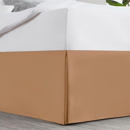Nestl Light Brown Twin XL Bed Skirt - Twin XL Size Bed Skirt 14 Inch Drop - Brushed Microfiber Bed Skirts - Hotel Quality Pleated Bed Skirt - Shrinkage & Fade Resistant