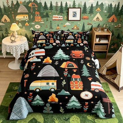Feelyou Happy Camping Comforter Set for Kids Boys Girls Full Size