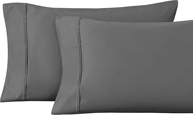 Superior 1200 Thread Count 100% Egyptian Cotton, Soft and Breathable, 2-Piece King Pillowcase Set Solid, Charcoal