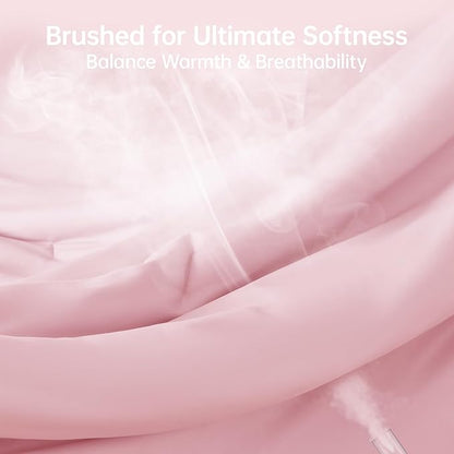 MUXHOMO Pink California King Comforter Set, All Season Ultra Soft Down Alternative Bedding - 3 Piece Lightweight Bed Set Includes 1 Comforter (104"x96") and 2 Pillow Shams (20"x36")
