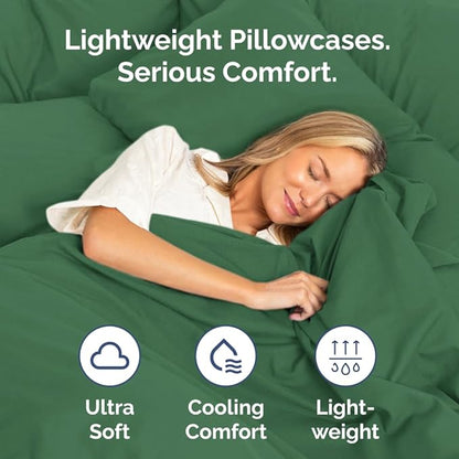 Standard Pillow Cases Set of 4 - Ultra Soft Hotel Quality Pillowcase Covers - Comfy Bedding for Women, Men, Kids & Teens - Machine Washable Pillow Protectors - 4 Piece - Standard Size Emerald Green