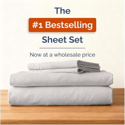 Bulk Case Pack of 12 Sheet Sets - (12) Complete Cal King Size Sheet Sets w/ Deep Pockets - Wholesale Bulk Bedding for Hotels, Spas & Airbnbs - Breathable, Soft & Wrinkle Free - (Cal King, French Grey)