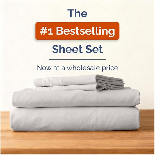 Bulk Case Pack of 12 Sheet Sets - (12) Complete Cal King Size Sheet Sets w/ Deep Pockets - Wholesale Bulk Bedding for Hotels, Spas & Airbnbs - Breathable, Soft & Wrinkle Free - (Cal King, French Grey)