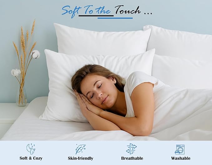 Comfort Beddings Queen Pillowcases Set of 4 – 100% Organic Cotton, 600 Thread Count Sateen, Soft & Comfy Pillow Covers with Envelope Closure, White, Queen Size 20 x 30 Inches