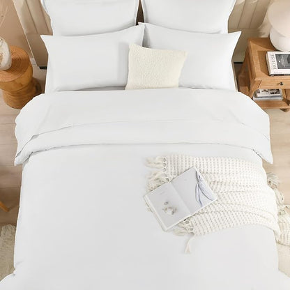 Litanika Twin XL Comforter Set White - 5 Pieces Twin Extra Long Bed in a Bag for College Dorm, All Season Bedding Set for Girls and Boys, Soft Bed Set with Comforter, Sheets, Pillowcase & Sham