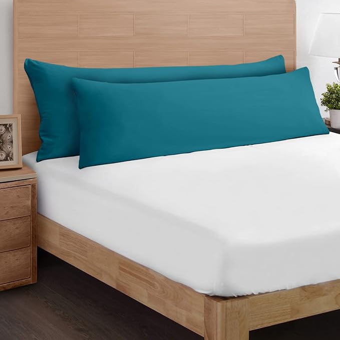 YIYEA Body Pillow Cover Set of 2, Ultra Soft 1800TC Hotel Quality Double Brushed Microfiber Body Pillow Pillowcases, Envelope Closure, Fade Resistant (20"x54", Teal)