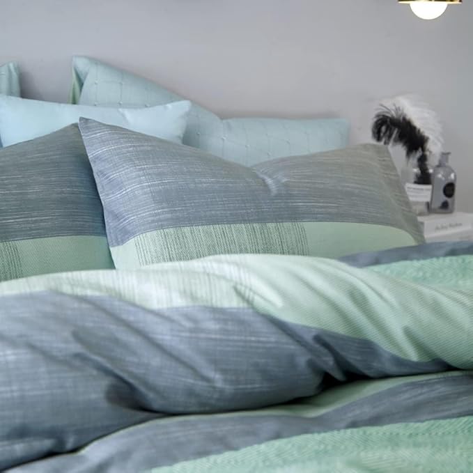 LifeTB King Comforter Set Patchwork Bedding Comforter Set Soft Fluffy Geometric Plaid Bedding Set for All Seasons Cozy Patchwork Plaid Checkered Pattern Comforter King Size with 2 Pillow Shams