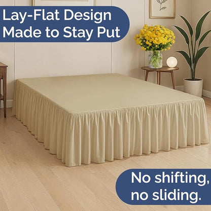 Bedskirt Twin Size Ruffle - 18 inch Drop Dust Ruffle Bed Skirt with Platform - Ultra-Soft, Easy Fit, Premium Hotel Quality - Wrinkle, Fade & Shrink Resistant - for Women, Men, Kids and Teens - Beige