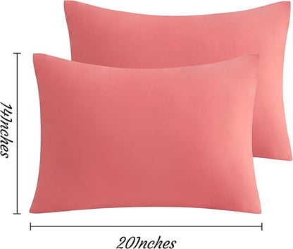 NTBAY Toddler Pillow Cases Set of 2, 2 Pack Brushed Microfiber 14x20 Pillow Cases, Soft, Wrinkle, Fade, Stain Resistant Coral Pink Pillow Cases with Envelope Closure, 14x20 Inches, Coral Pink