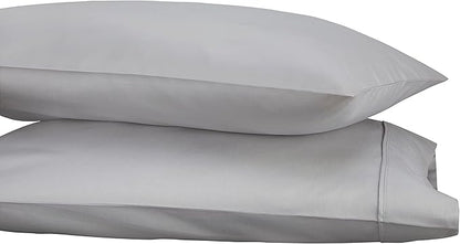 Linen Home 600 Thread Count King Pillowcase Set | 100% Long-Staple Cotton Pillow Cases | Soft & Smooth Luxury Satin Set of 2 Pillowcases | 4 Inch Z Hem | Silver