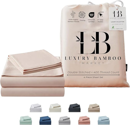 Full Size Sheet Set | Organically Grown | Ultra Soft & Cooling |100% Viscose | 17" Deep Pocket [Vintage Pink]