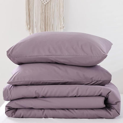 ROSGONIA Oversized King Comforter 120x120, 3pcs Super King Comforter (1 Dusty Purple Comforter & 2 Pillowcases) Lightweight Warm Bedding Blanket