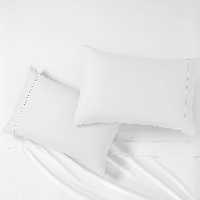 Modern Threads Soft Microfiber Solid Sheets - Luxurious Microfiber Bed Sheets - Includes Flat Sheet, Fitted Sheet with Deep Pockets, & Pillowcases White Queen
