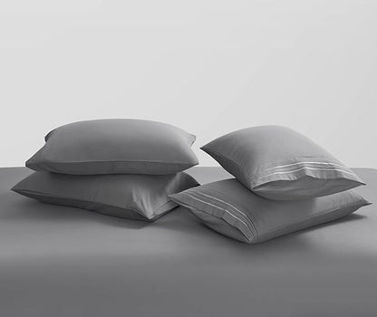 Clara Clark Queen Sheets - Hotel Luxury 6 Piece Bed Sheets for Queen Size Bed - Soft Bedding Sheets & Pillowcases, Fits Mattress up to 16 inch deep. Queen, Medium Grey