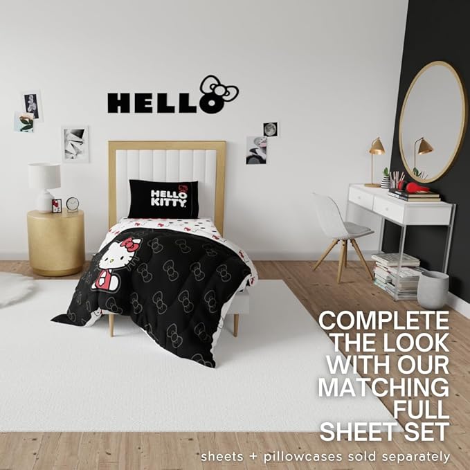 Hello Kitty Bedding Super Soft Cozy Microfiber Reversible Comforter, Twin, (Officially Licensed Product) By Franco Collectibles