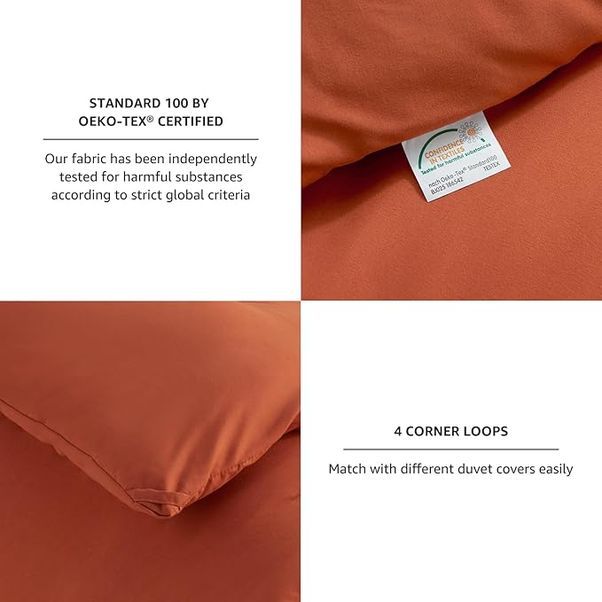 CozyLux Full Size Comforter Set Terracotta, 3 Pieces Burnt Orange Rust Solid Breathable Fall Bedding Sets, Luxury Lightweight Soft Bed Set with Down Alternative Comforter and 2 Pillowcases All Season