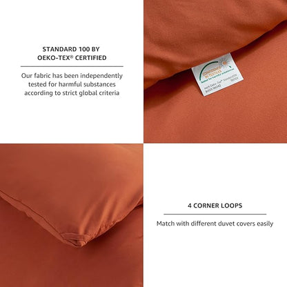 CozyLux Full Size Comforter Set Terracotta, 3 Pieces Burnt Orange Rust Solid Breathable Fall Bedding Sets, Luxury Lightweight Soft Bed Set with Down Alternative Comforter and 2 Pillowcases All Season