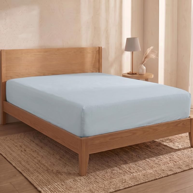 Bioweaves 100% Organic Cotton 1 King Size Fitted Sheet Only | 300 Thread Count Sateen Weave GOTS Certified with Deep Pocket - Shore