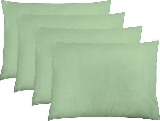 ZPECC Pillow Cases King Size Set of 4, 20x36 Envelope Closure Pillowcases, Soft Plain Brushed Microfiber Covers Hypoallergenic Breathable, Sage Green