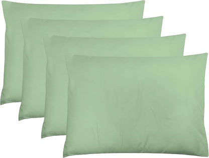 ZPECC Pillow Cases Queen Size Set of 4, 20x30 Envelope Closure Pillowcases, Soft Plain Brushed Microfiber Covers Hypoallergenic Breathable, Sage Green
