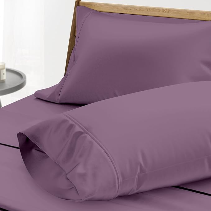 Thread Spread 100% Egyptian Cotton King Size Pillow Cases Set of 2 - Luxury 1000 Series Paradise Collection Pillow Cases King Size (Plum), Soft Cooling Hotel Egyptian Cotton Pillowcases