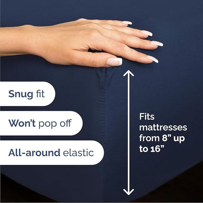 Cal King Size 4 Piece Sheet Set - Comfy Breathable & Cooling Bed Sheets Set - Hotel Luxury Bedding for Women, Men, Kids, Teens, Boys & Girls - Deep Pockets, Soft, Wrinkle Free - Oeko-Tex - Navy Blue