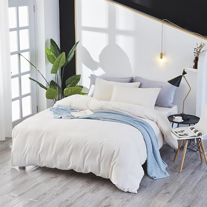 Houseri Velvet Comforter Set - Full Size Fluffy Sherpa Bedding - Solid White Flannel - All White Fuzzy Comforters