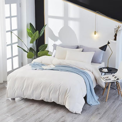 Houseri Velvet Comforter Set - Full Size Fluffy Sherpa Bedding - Solid White Flannel - All White Fuzzy Comforters