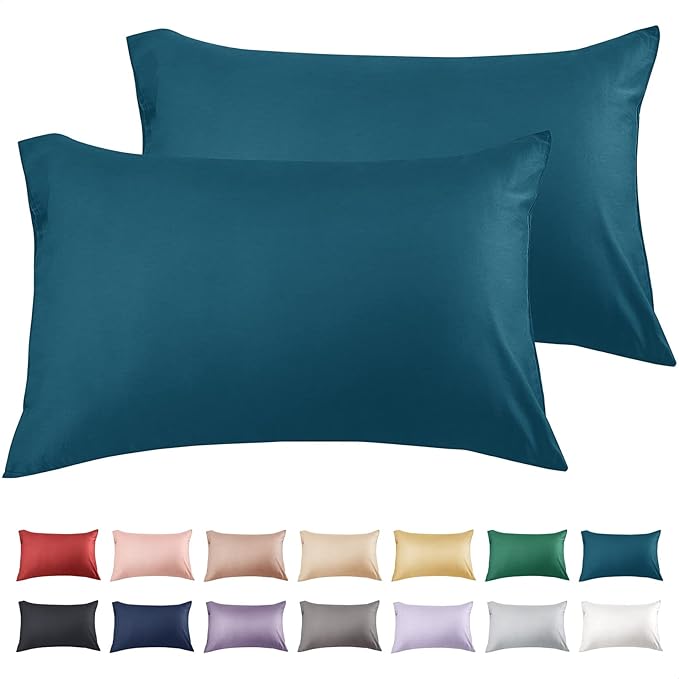 Warmstar Cotton Pillow Cases King Size Set of 2, 600 Thread Count Pillowcases 20x36 Inches, Soft Long Staple Cotton Pillowcases Breathable with Envelope Closure,Dark Teal