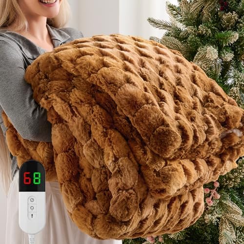 Homemate Heated Electric Throw Blanket 50"x60" Faux Fur Heating Blankets