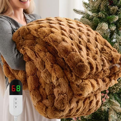 Homemate Heated Electric Throw Blanket 50"x60" Faux Fur Heating Blankets