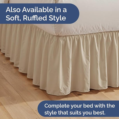 Pleated Bed Skirt Full Size - 3 Sided Pleated Bed Skirt Full - Ultra-Soft, Easy Fit with 12 Inch Tailored Drop - Hotel Quality, Wrinkle Free & Fade Resistant - for Women, Men, Kids and Teens - Cream
