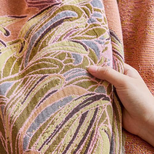 VANJOROY King Boho Throw Blanket 91" x 98", 100% Organic Cotton Breathable Skin-Friendly Ultra Soft Bed Quilt Throw - Floral Rustic Decor Luxury Reversible Blanket for Sofa Couch Chair and Gift