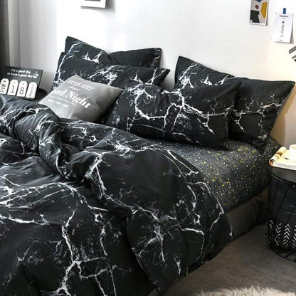 CLOTHKNOW Black White King Size Comforter Set 3Pcs Marble Bedding Comforter Sets All Season Black Comforter Abstract Comforter with 2 x Pillow Cases