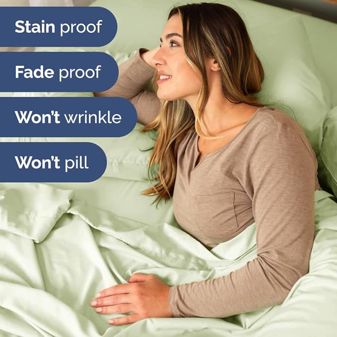 Flex Top Split Head King 4 Piece Sheet Set - Comfy Breathable & Cooling Bed Sheets Set - Hotel Luxury Bedding for Women, Men, Kids, Teens, Boys & Girls - Deep Pockets, Soft, Oeko-Tex, Light Sage Green