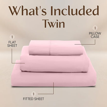 Utopia Bedding Twin Sheet Set – 3 Piece Bed Sheets for Twin Size Bed, Soft and Breathable Microfiber, Includes 1 Fitted Sheet, 1 Flat Sheet and 1 Pillowcase – Oeko Tex (Crystal Pink)