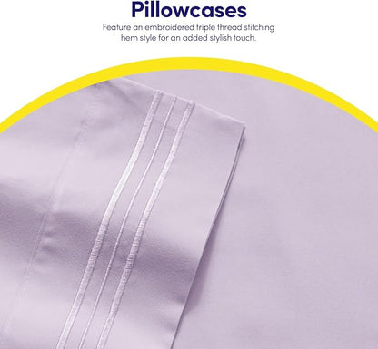 1500 Supreme Collection California King Sheet Sets Lilac - Luxury Hotel Bed Sheets and Pillowcase Set for California King Mattress - Extra Soft, Elastic Corner Straps, Deep Pocket Sheets Lilac