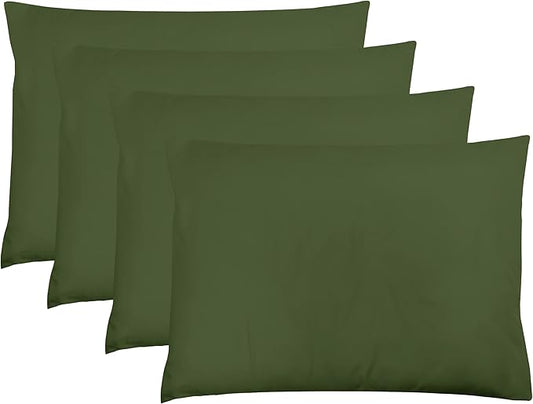 ZPECC Pillow Cases King Size Set of 4, 20x36 Envelope Closure Pillowcases, Soft Plain Brushed Microfiber Covers Hypoallergenic Breathable, Olive Green