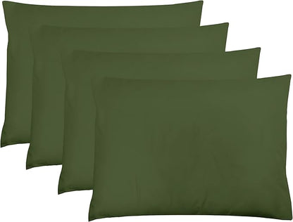 ZPECC Pillow Cases Standard Size Set of 4, 20x26 Envelope Closure Pillowcases, Soft Plain Brushed Microfiber Covers Hypoallergenic Breathable, Olive Green