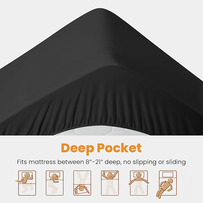 MATBEBY Twin Size Mattress Pad - Cooling Breathable Mattress Topper, Quilted Fitted Mattress Protector, Pillow Top Mattress Cover with 8-21" Deep Pocket, Soft, Machine Washable, Black, 39x75 Inches