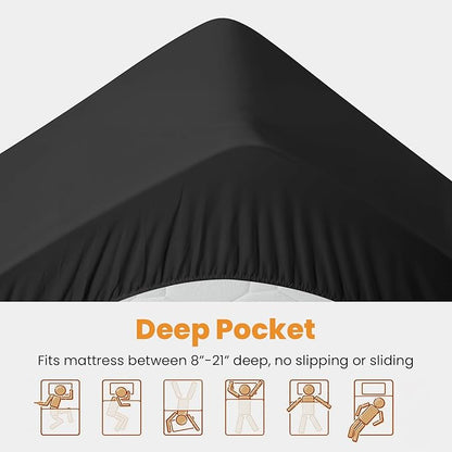 MATBEBY Twin Size Mattress Pad - Cooling Breathable Mattress Topper, Quilted Fitted Mattress Protector, Pillow Top Mattress Cover with 8-21" Deep Pocket, Soft, Machine Washable, Black, 39x75 Inches