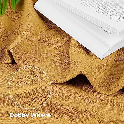 Utopia Bedding 100% Cotton Thermal Blanket Mustard Queen, 90x90 Inches