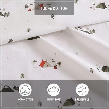 Eddie Bauer - Twin XL Sheet Set, Cotton Percale Bed Sheets, Crisp & Cool, Ideal Dorm Essentials (Cascade Camping Multi, Twin XL)