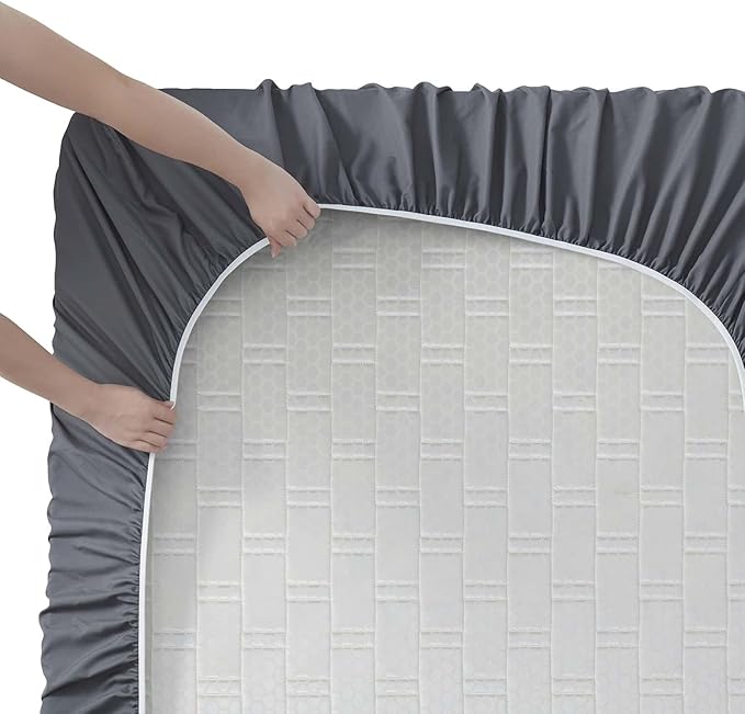 Clara Clark RV Queen Sheets, 6 Piece RV Sheets Set - Hotel Luxury Sheets for RV Bunks, Super Soft Bedding Set, Short Queen,Charcoal Gray