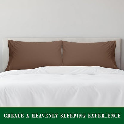 Elegant Comfort Luxury Ultra-Soft 2-Piece Pillowcase Set - 1500 Premium Hotel Quality Microfiber Double Brushed - Wrinkle Resistant, Standard/Queen, Taupe